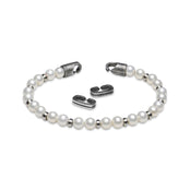 Armor of the Free QIRA Pearl spacers bracelet, single strap, white pearls with silver spacers.