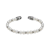QIRA - Pearl spacers by Armor of the Free, single strap bracelet with 5mm pearls.