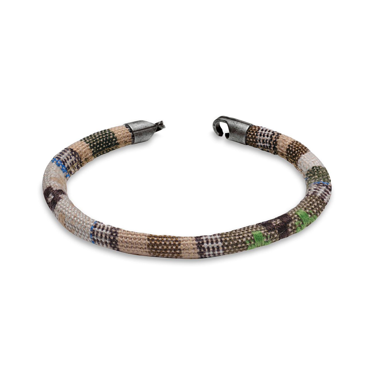 Armor of the Free’s GENO - Beige by Armor of the Free, single braided bracelet with multicolored patterns and metal tips.