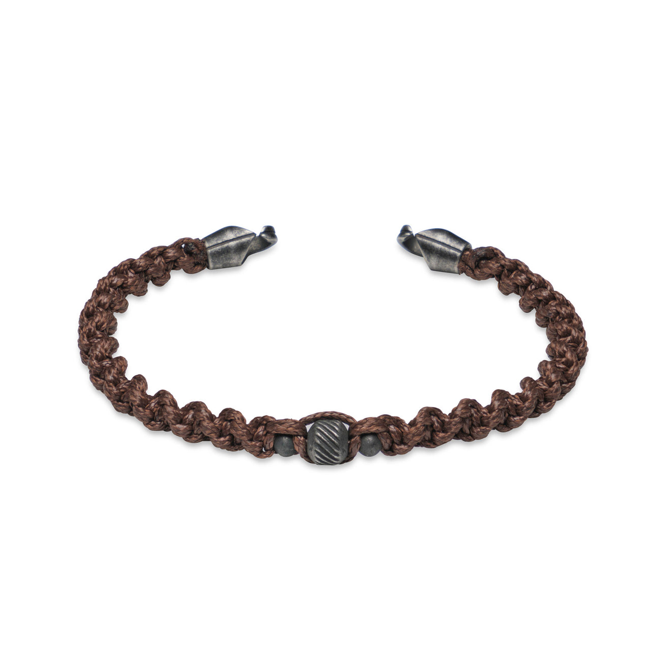 Armor of the Free FILI - Brown by FILI: single twisted bracelet with 6mm central bead and metal clasps.